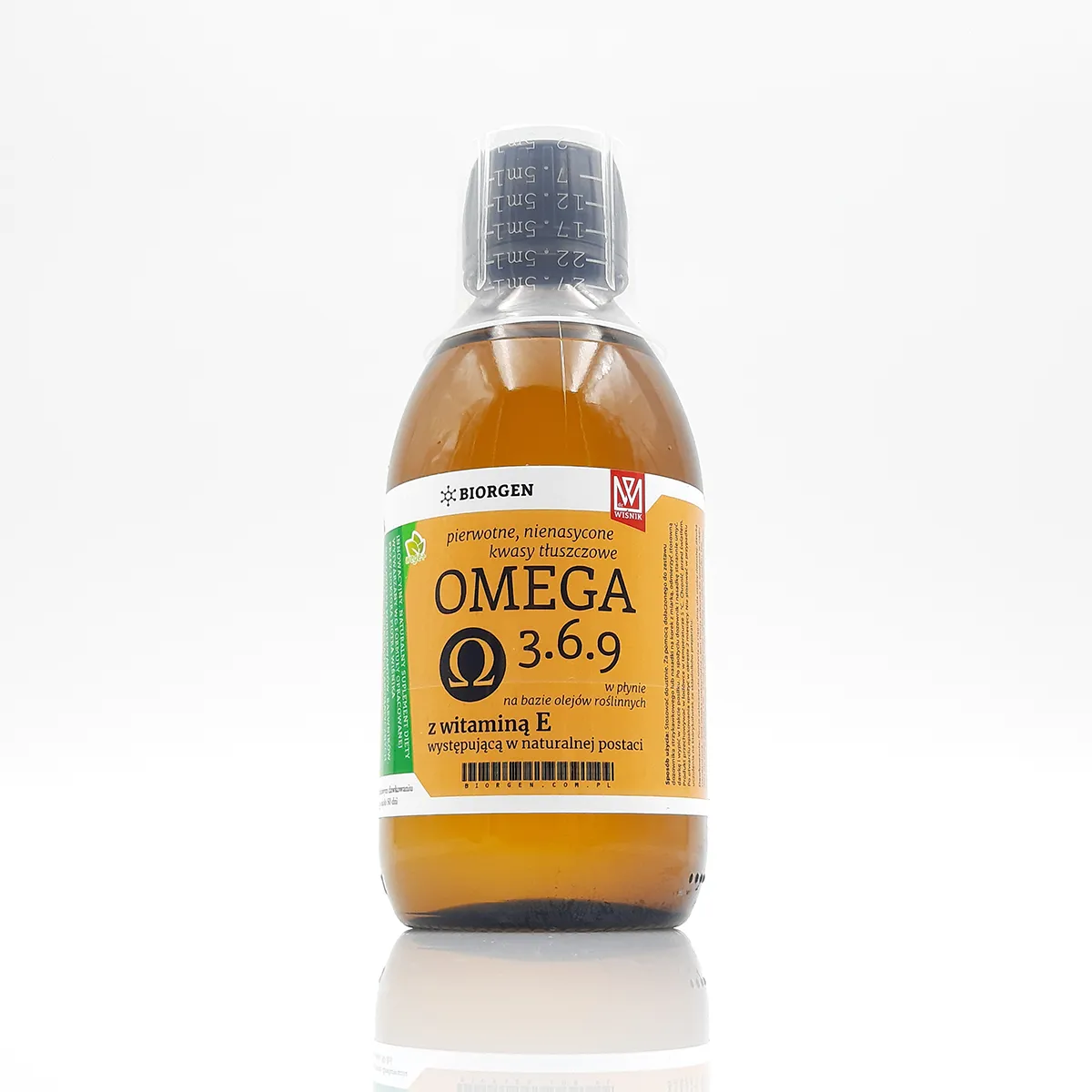 Butelka suplementu diety Omega 3.6.9 z witaminą E.